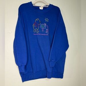 Rare Vintage Winnie‎ The Pooh Hundred Acre Wood 90s blue crewneck sweatshirt
